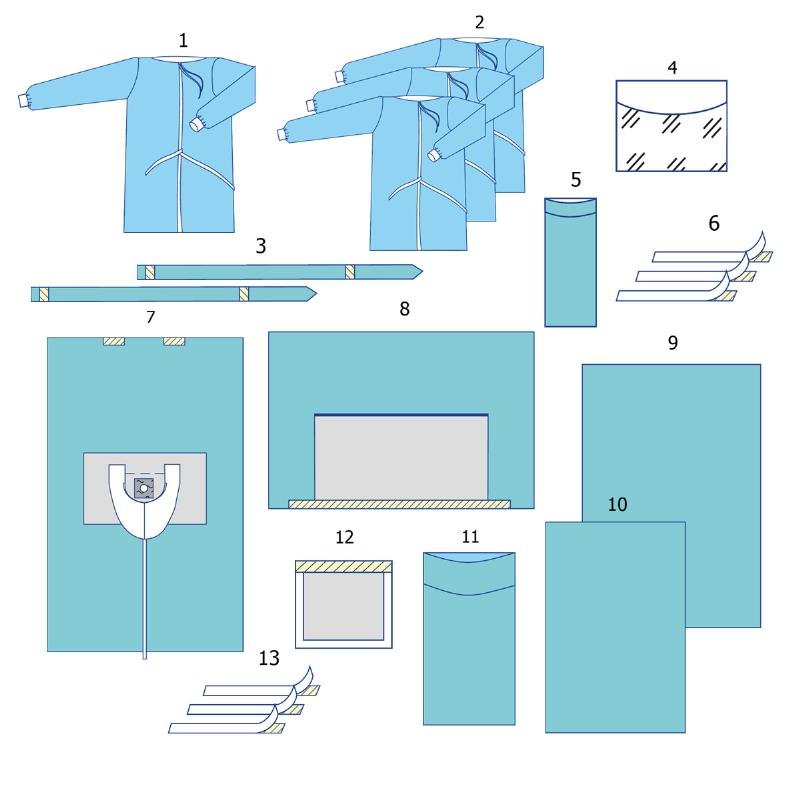 Комплект одягу та покриттів операційних для ортопедії (стегновий) №6 Taipan-Pharm стерильний (TPS0400128)